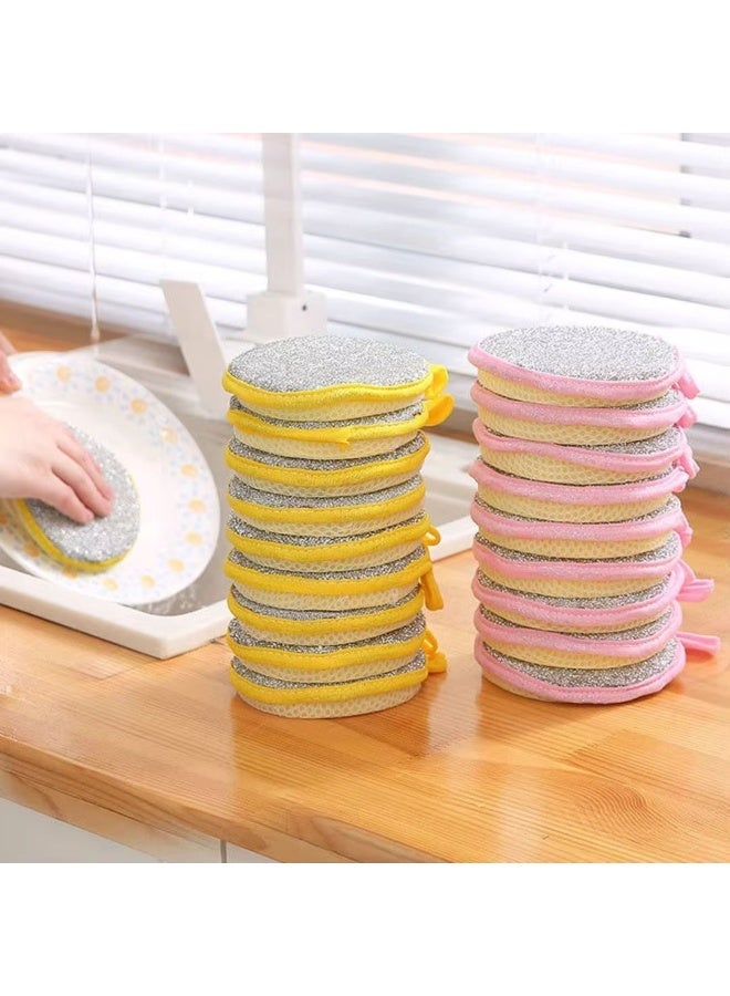 م اكس م إسفنجات تنظيف أطباق المطبخ، وسادات فرك مزدوجة الجوانب غير قابلة للخدش للأواني والمقالي، وسادة إسفنجية لغسل الأطباق قابلة لإعادة الاستخدام (5، وسادات فرك) - Image 3